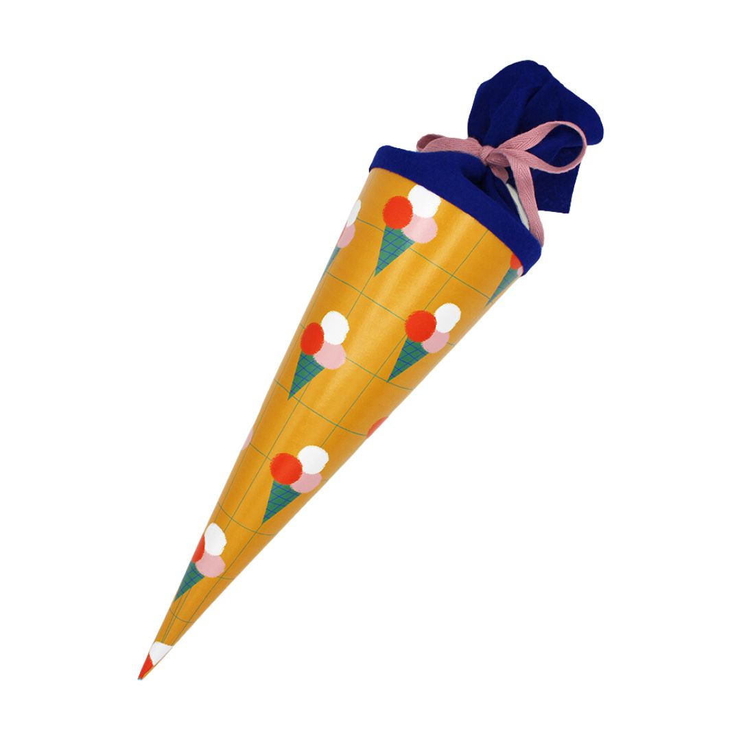 Schultüte zum Schulanfang Eiscreme senf 35cm