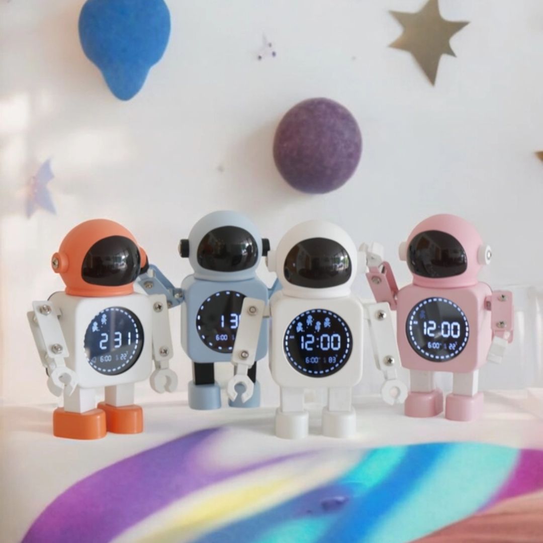 Space Time Nachtwecker 'Hej Astronaut' pink