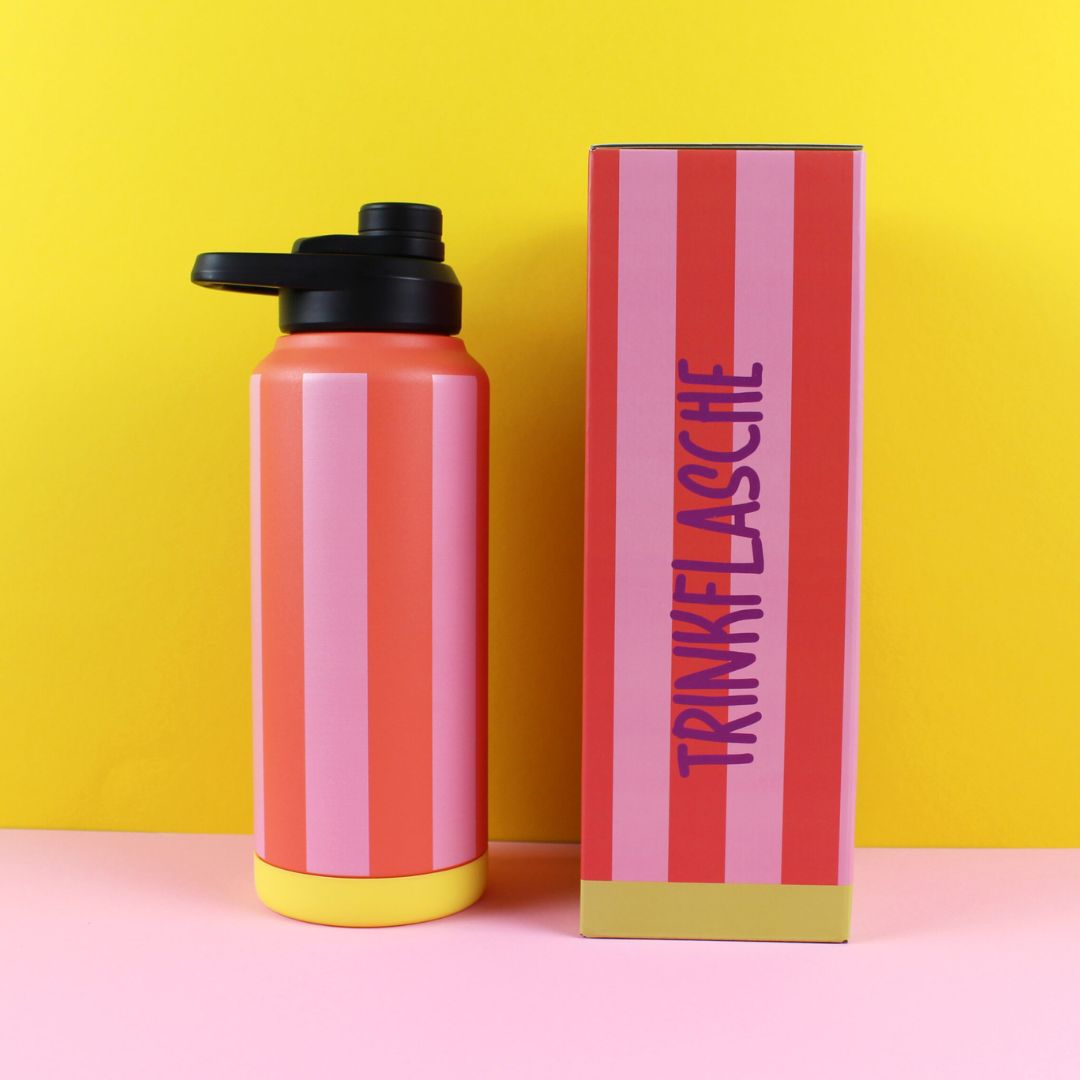 Trinkflasche Stripes feuerrot/rosa/gelb 1000 ml