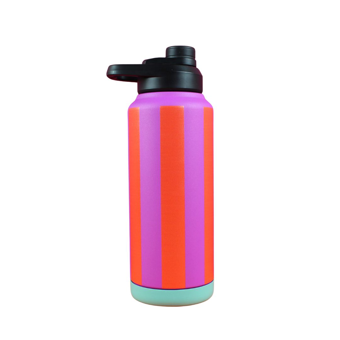 Trinkflasche Stripes fuchsia/feuerrot/petrol 1000 ml