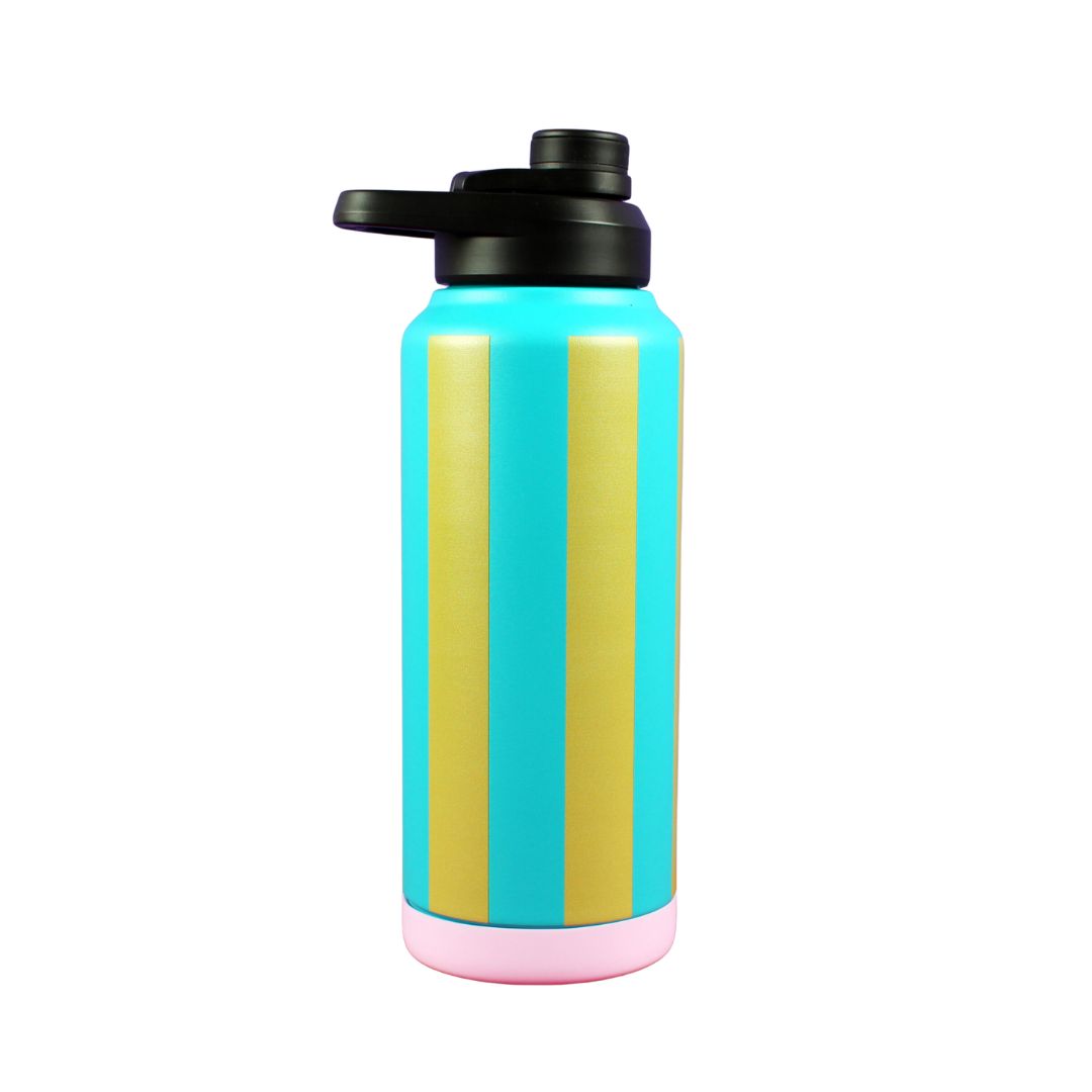 Trinkflasche Stripes petrol/olive-gold/flieder