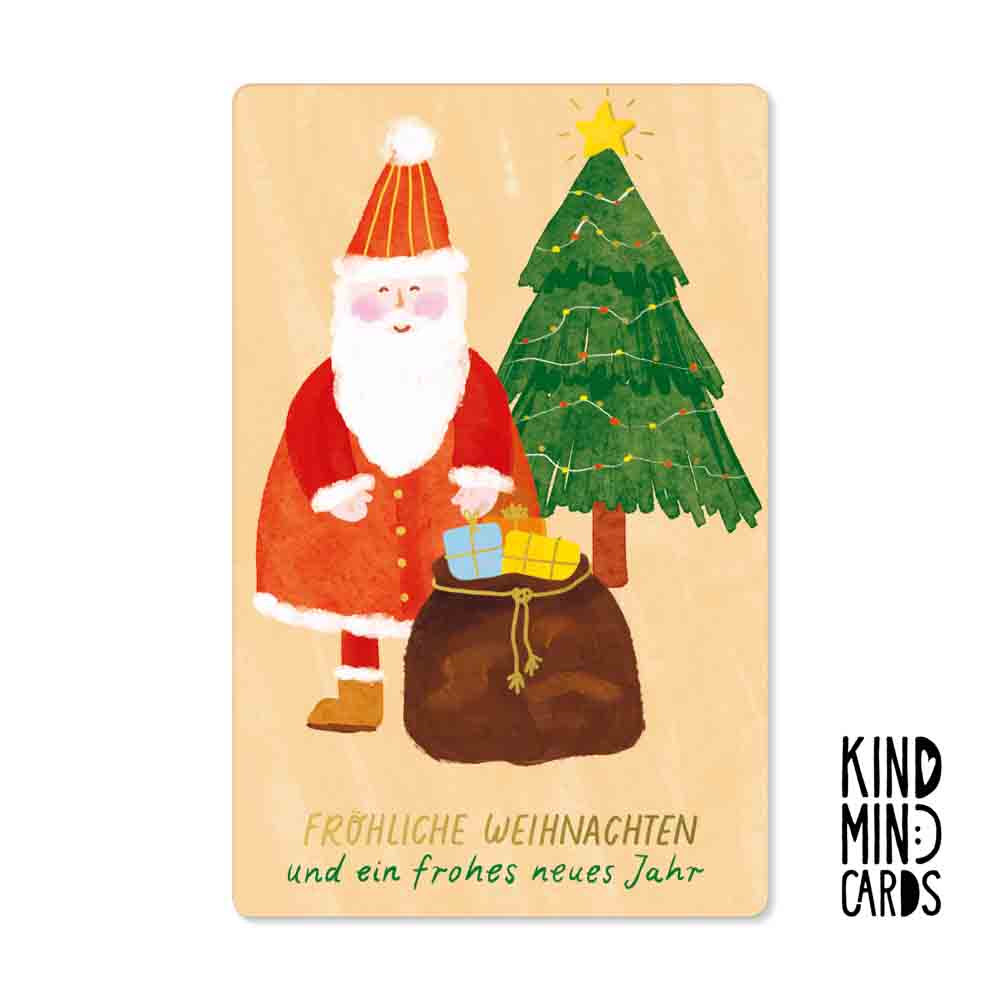 Postkarte Kind Mind 'Fröhliche Weihnachten und ein frohes neues Jahr'