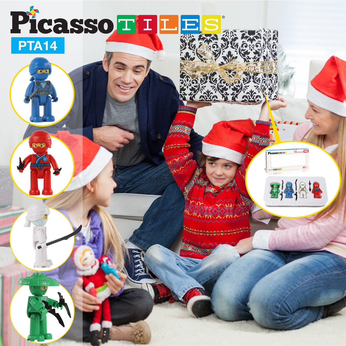 4-teiliges Spielzeugset mit Ninja-Figuren für Kinder