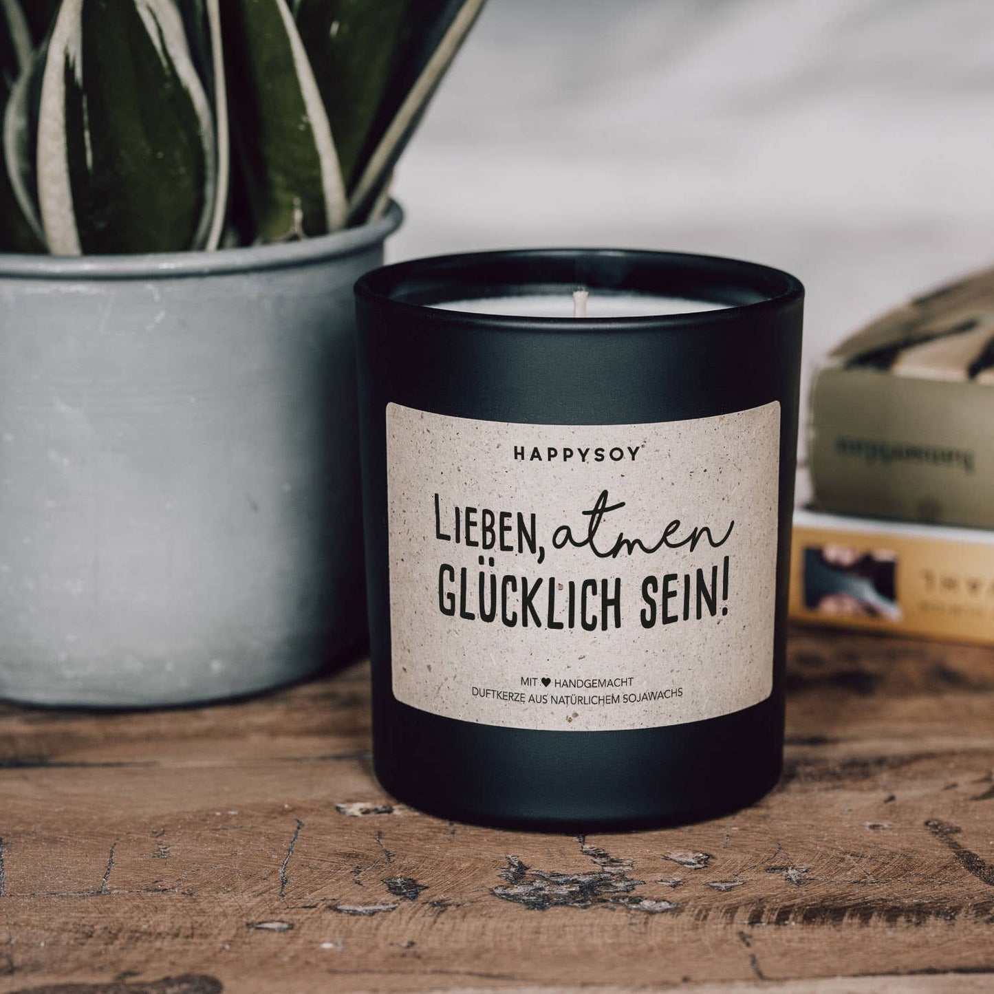 Duftkerze 'Lieben, atmen, glücklich sein'