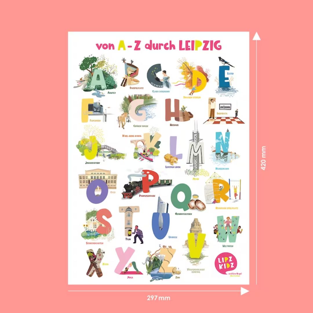 Lokales Leipzig ABC Plakat in A3 oder A2 Format