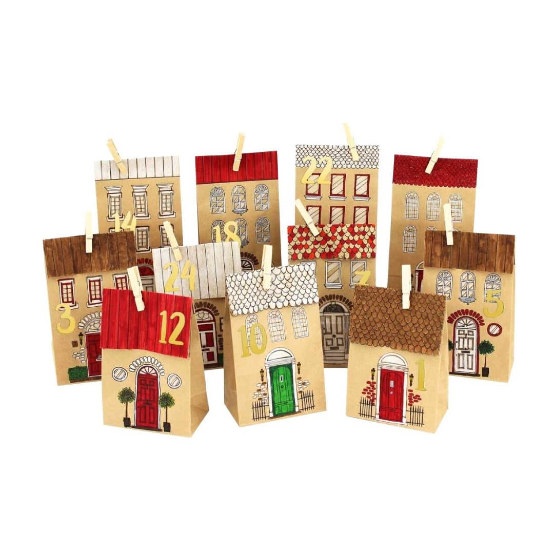 Adventskalender Tüten zum Selbtgestalten 'Häuser'