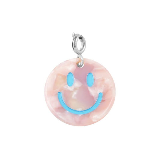 Anhänger Smiley rosa/hellblau silber