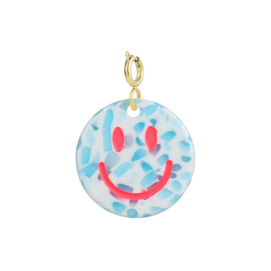 Anhänger Smiley blau/gold