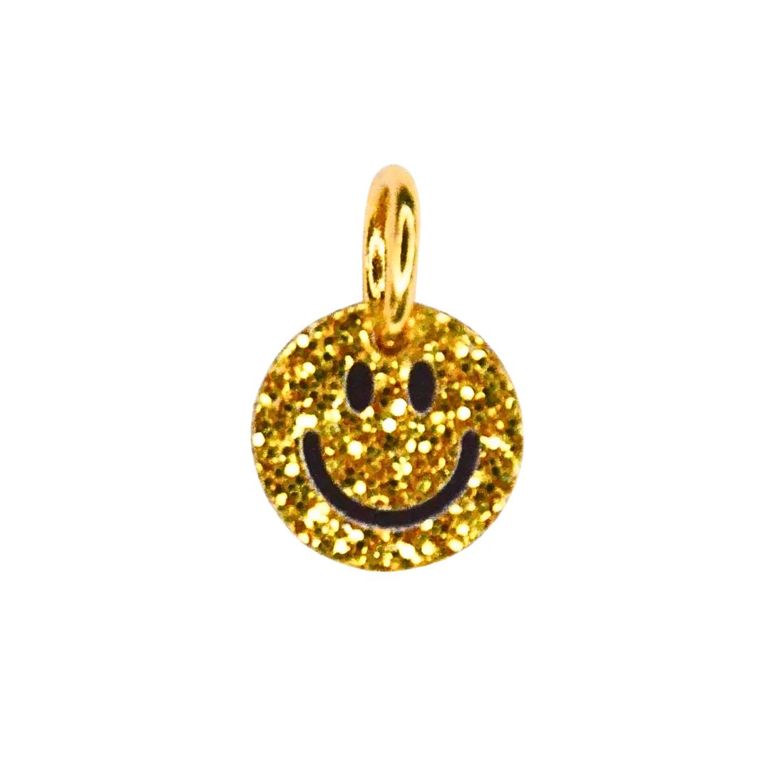Anhänger Smiley Glitter gold