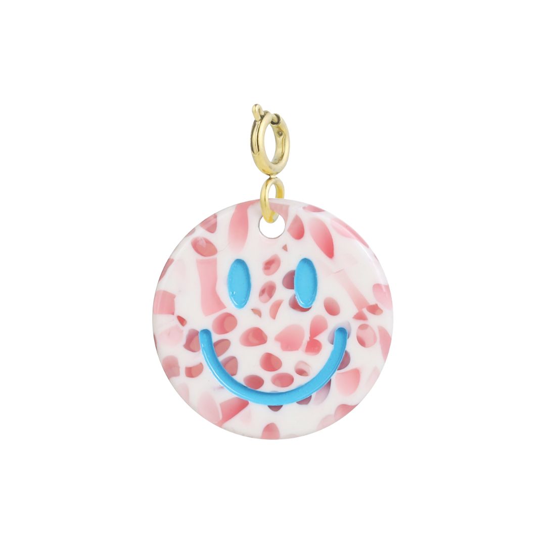 Anhänger Smiley rosa/gold