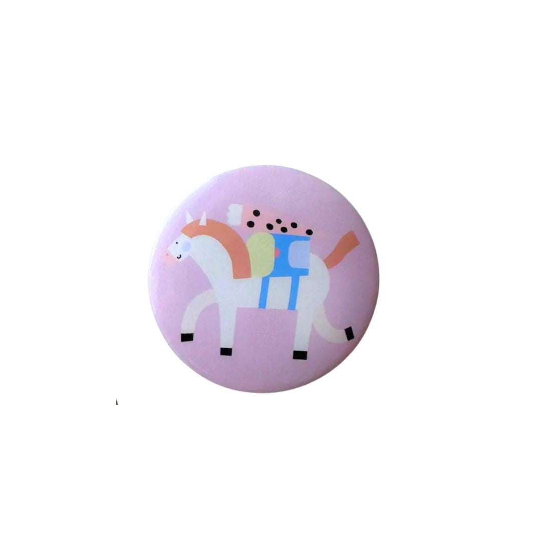 Großer Button 5cm Schulanfang 'Schulpferd'