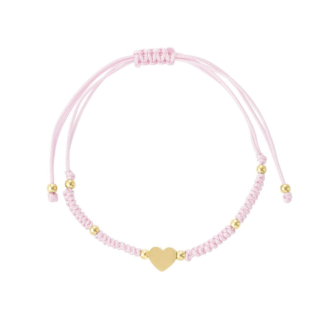 Damen Armreif geflochten mit Herz 'pink'