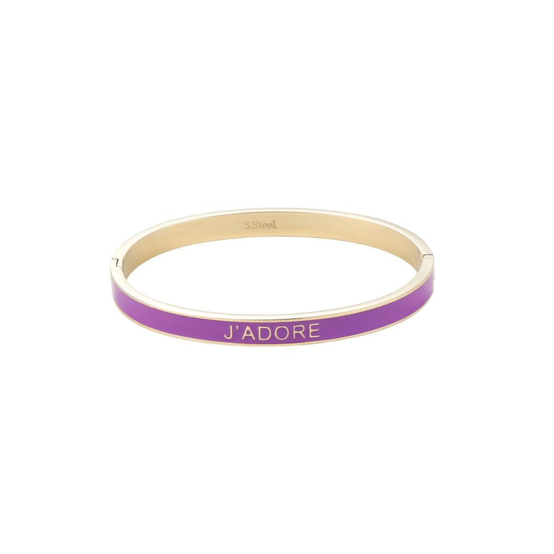 Damen Armreif mit Schriftzug 'J'adore' lila
