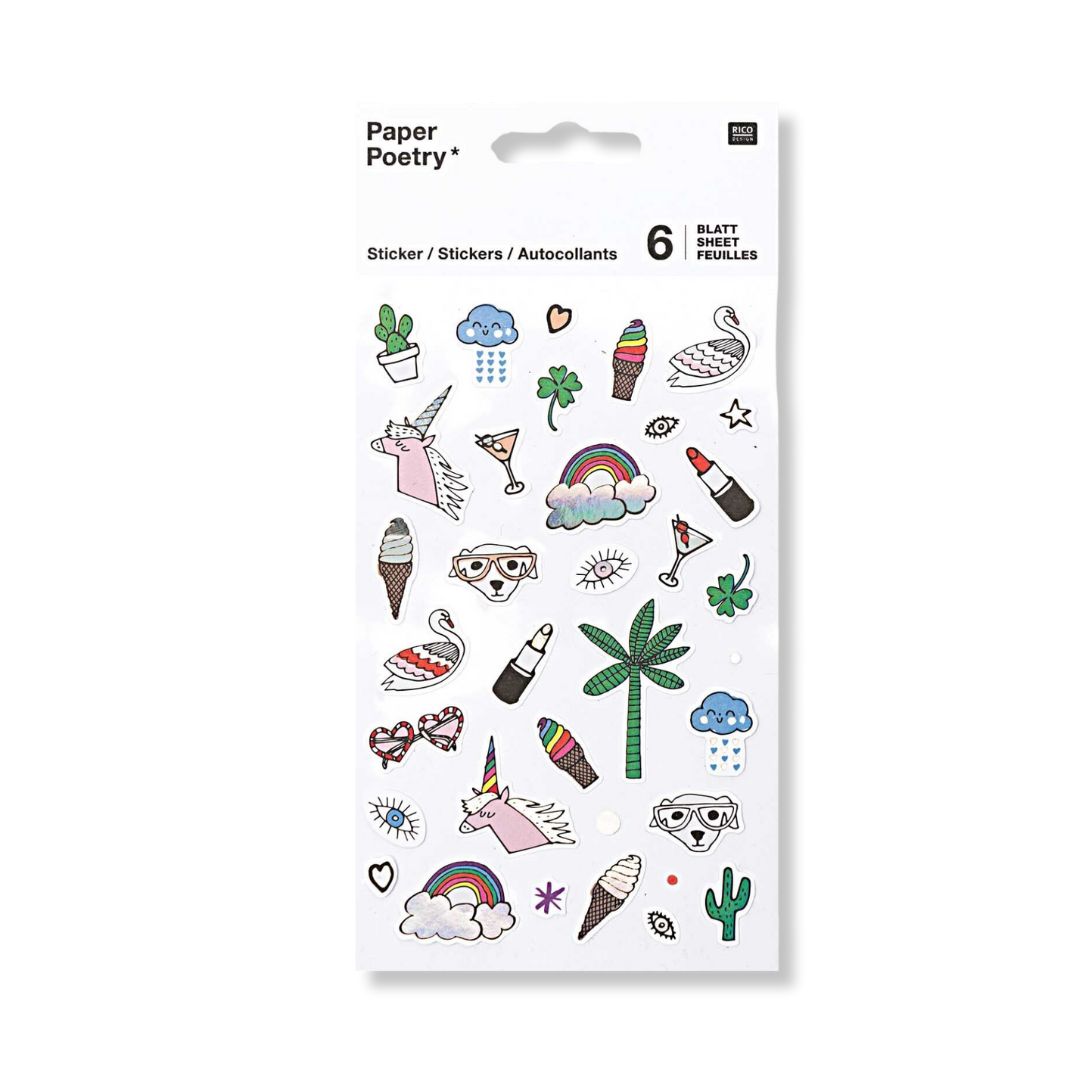 Paper Poetry Sticker Regenbogen 6 Blatt