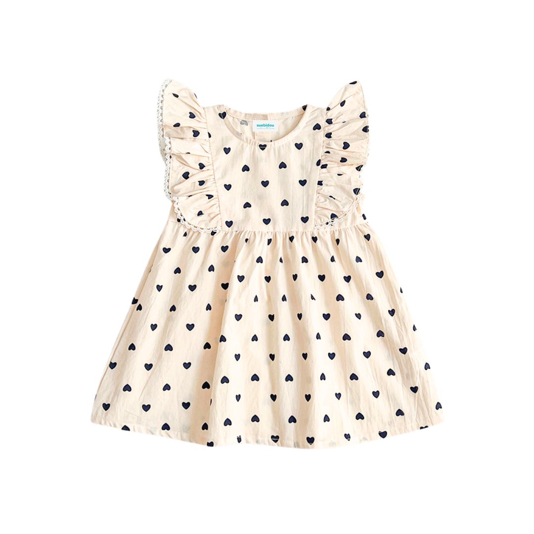 Kurzärmeliges Kleid beige 'Hearts'