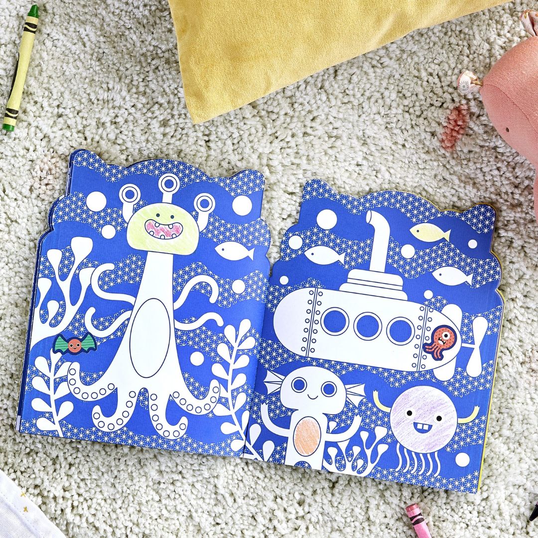 Lustiges Ausmal-Buch mit Stickern 'Kleine Monster'