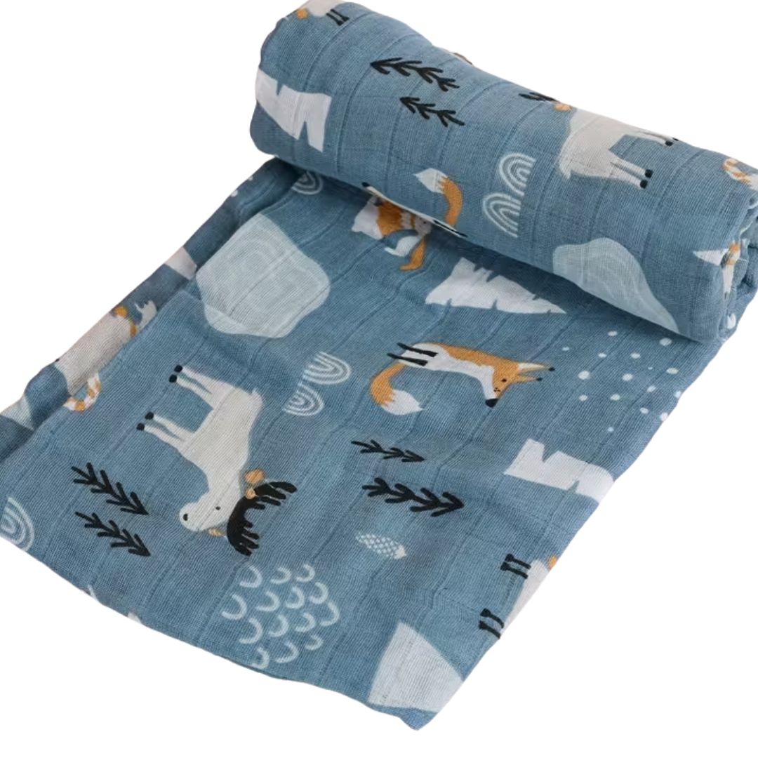 Baby Musselintuch 'Forest Friends' blau