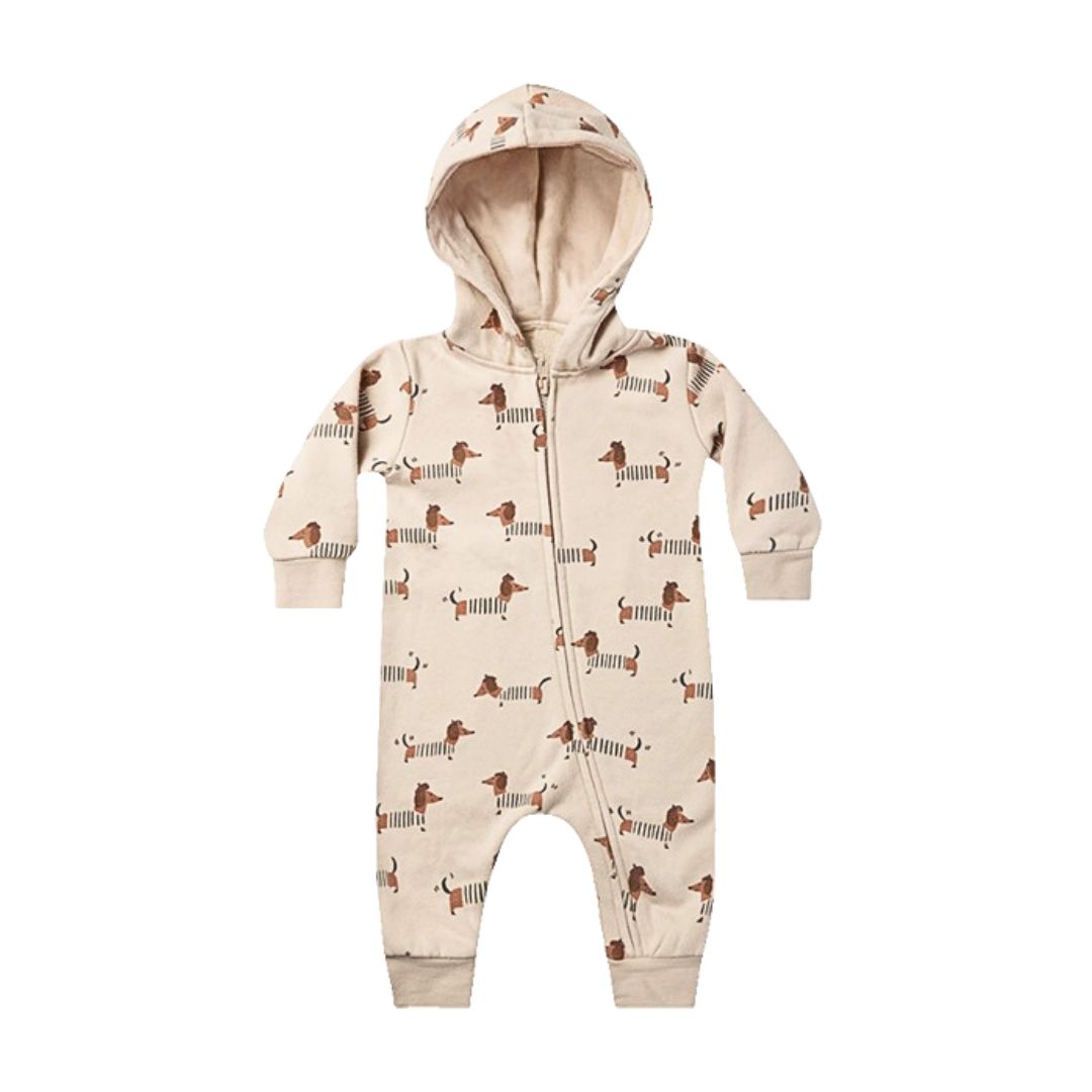 Overall beige mit Dackel Allover Print