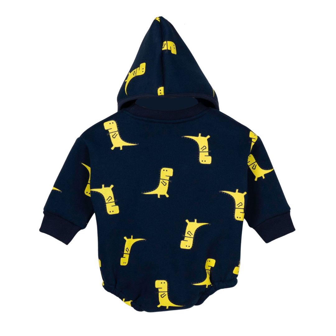 Overall Strampler mit lustigen Dinos blau