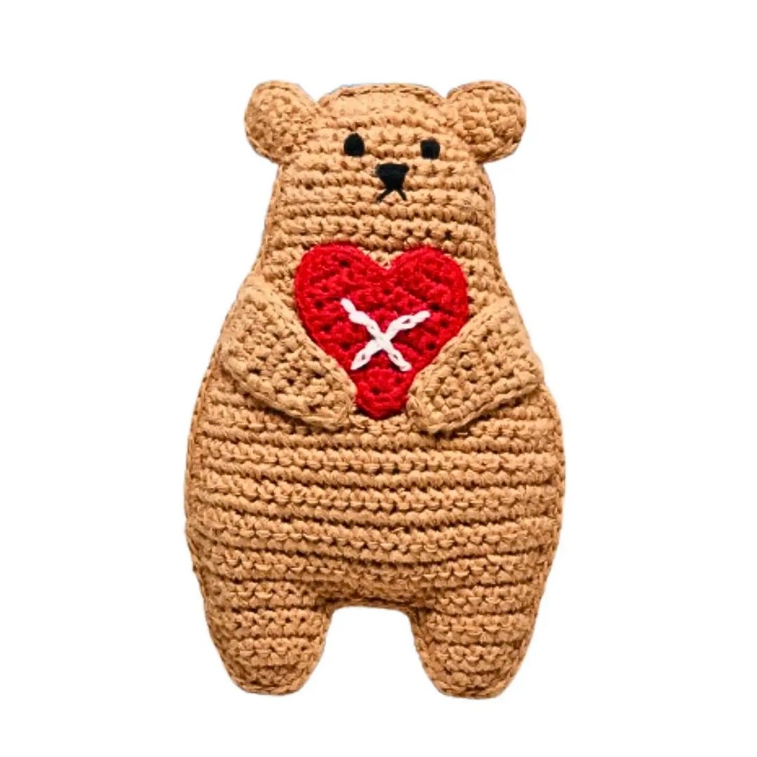 Handgemachte Baby Rassel 'Valentinsbär-Zuckerkeks'