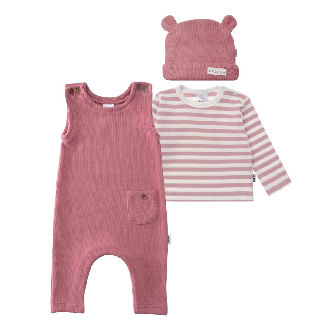 Baby Ribstrick Set in rosenholz 3-teilig