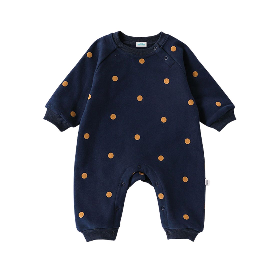Langarm Overall 'Big Dots' blau