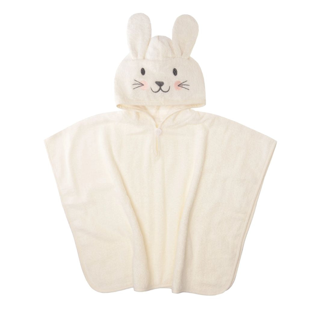 Kapuzenponcho mit Hasen-Ohren beige