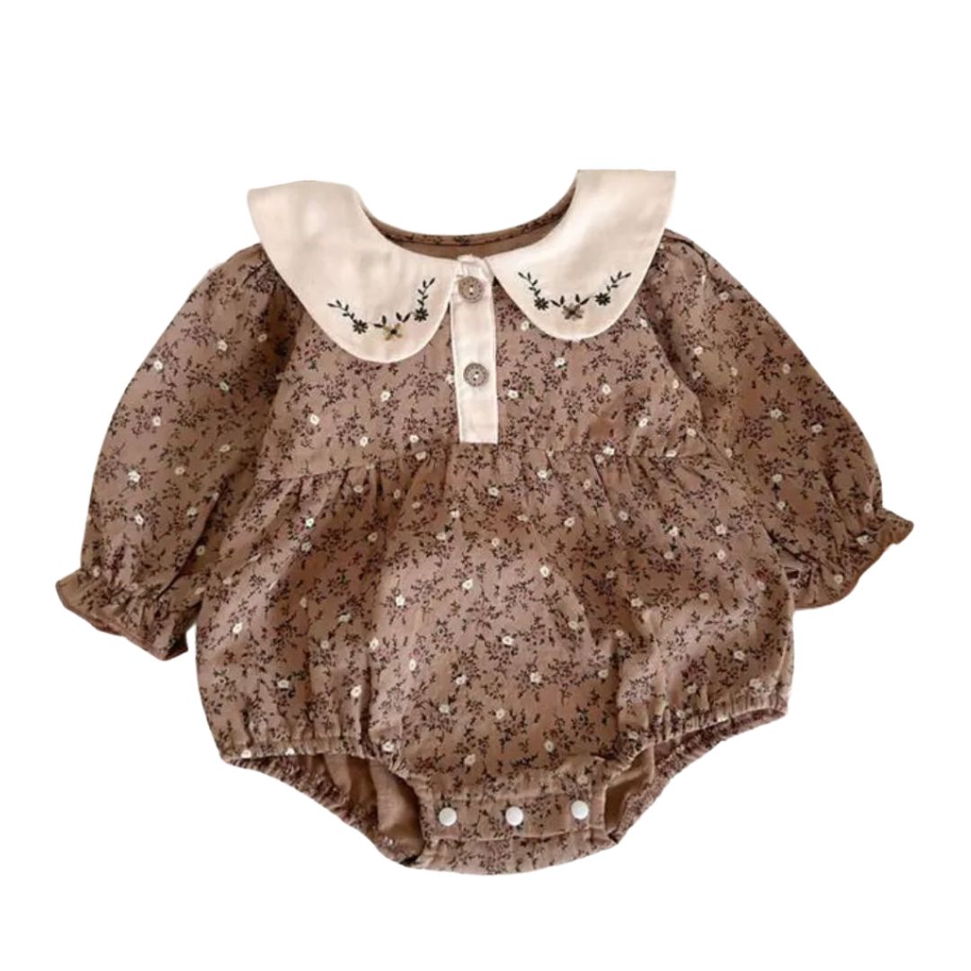 Baby Body mit floralem Allover-Muster braun
