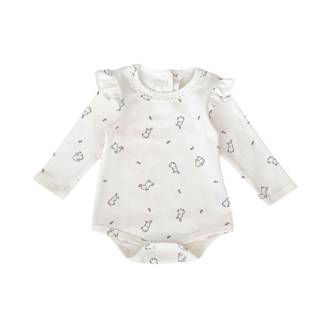 Baby Body langarm mit Hasen Allover Print