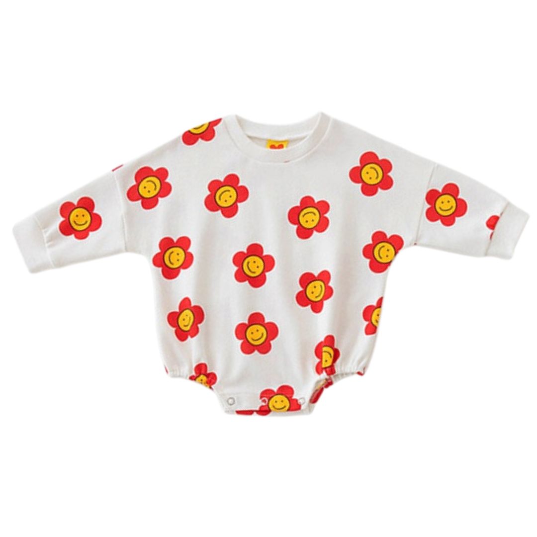 Baby Body mit 'Funny Flowers' rot