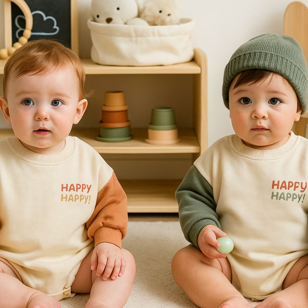 Baby Langarm Body 'Happy' grün
