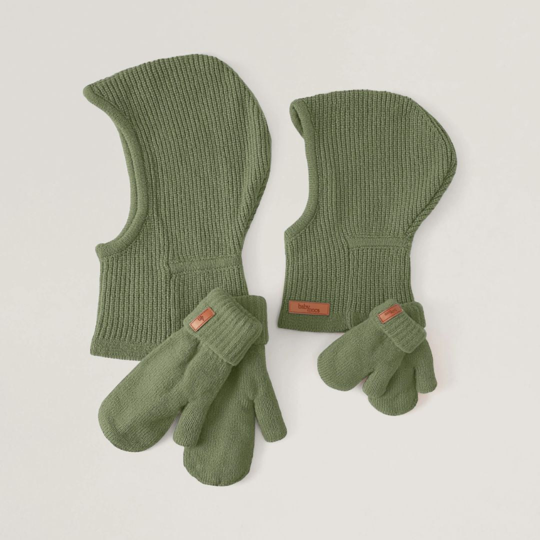 Baby & Kinder Balaclava Sturmhaube GOTS Bio-Baumwolle olive