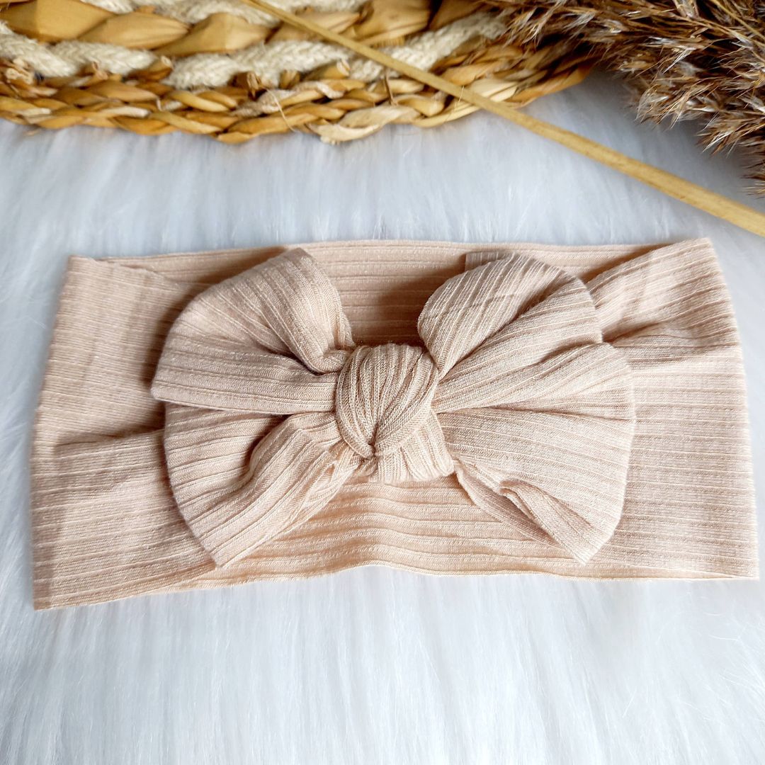 Haarband mit Schleife für Baby Mädchen beige
