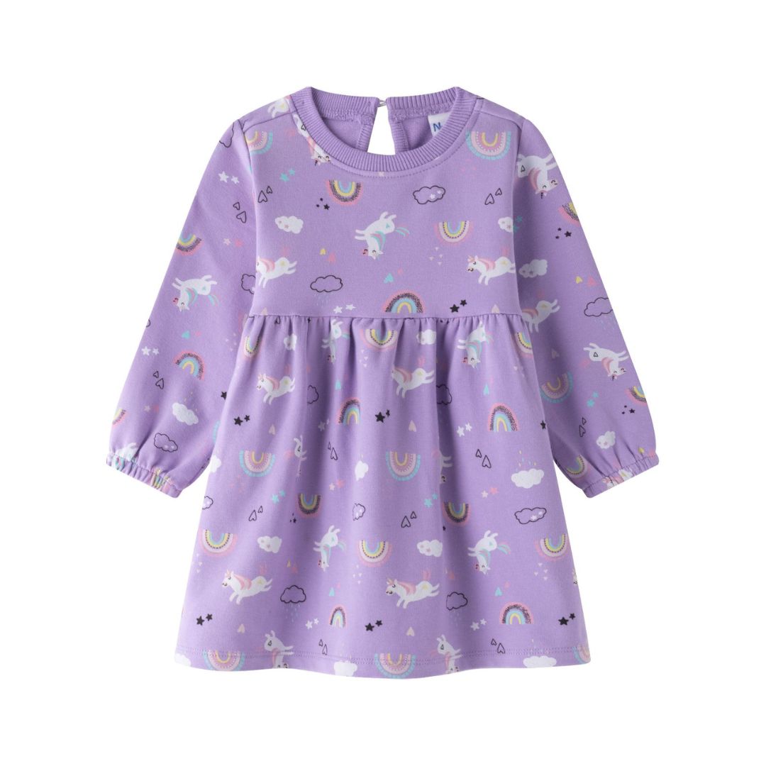 Baby Sweatshirtkleid mit Allovermuster flieder