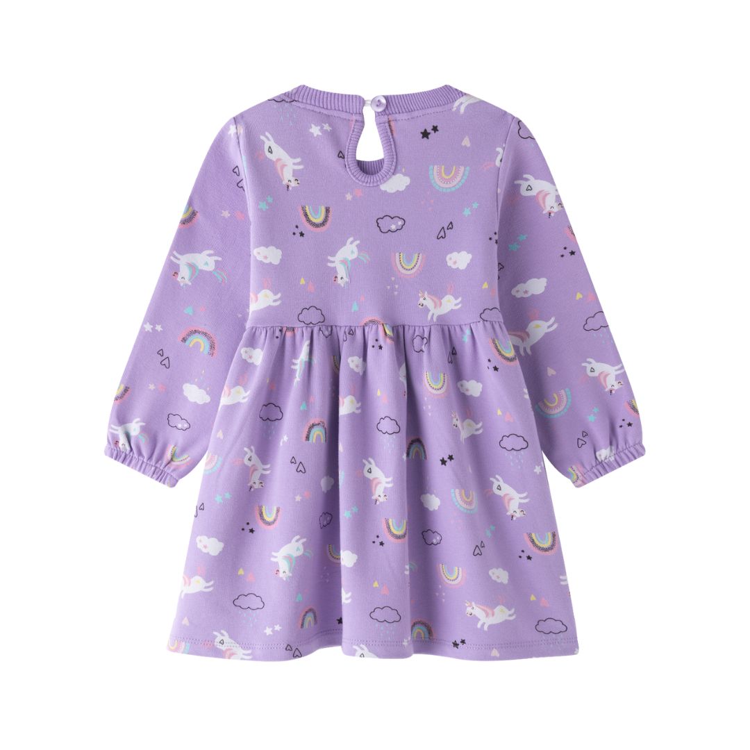 Baby Sweatshirtkleid mit Allovermuster flieder