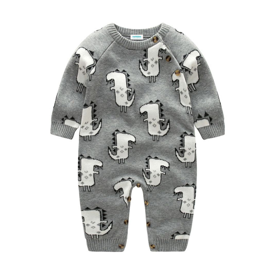 Baby Strick-Overall Langarm 'Funny Dinos'