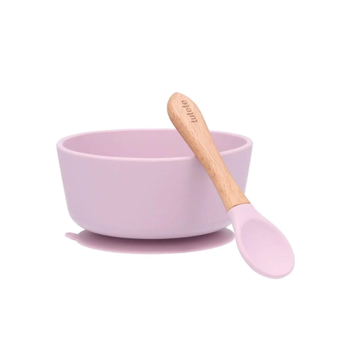 Baby-Schüssel mit Saugnapf + Löffel Lila