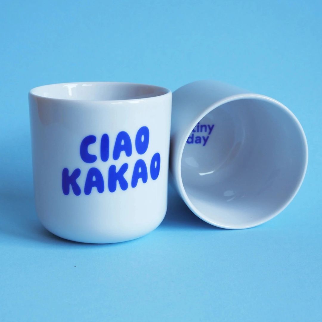 Becher 'Ciao Kakao' weiß/blau