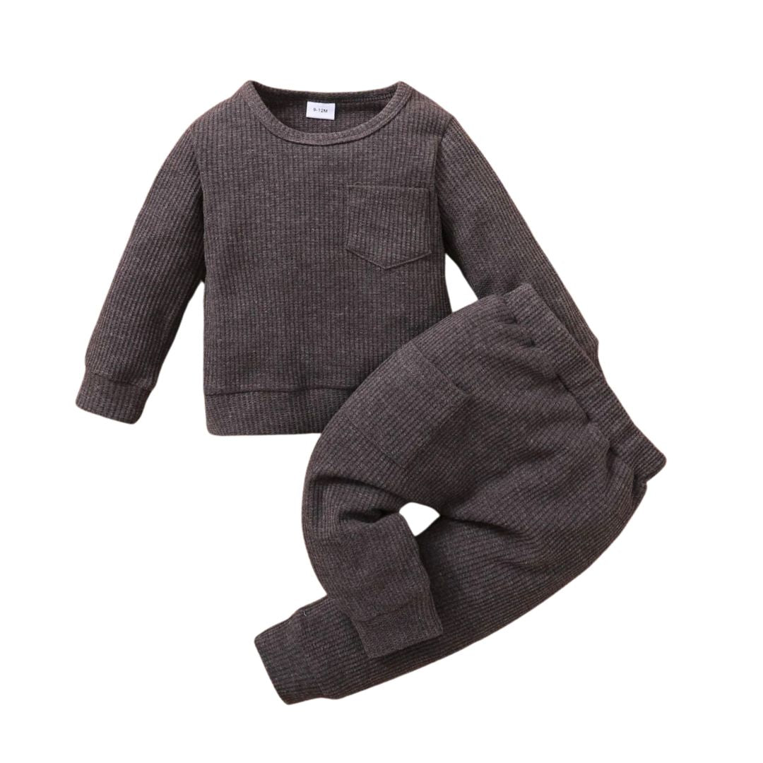 2 teiliges Set aus Baumwolle anthrazit