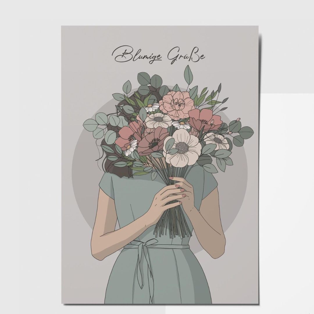 Rotberta Postkarte 'Blumige Grüße'