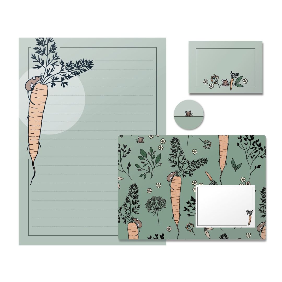 Briefpapier Set 04 'Maus mit Möhre'