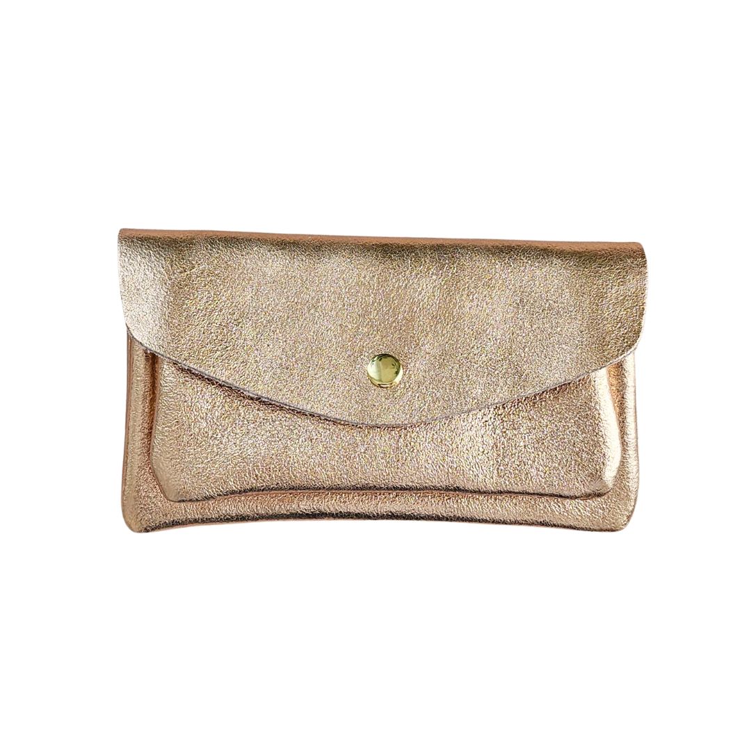 Brieftasche aus Leder metallic nude