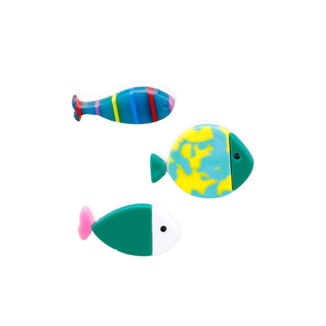 Broschenset mit drei Fischen grün
