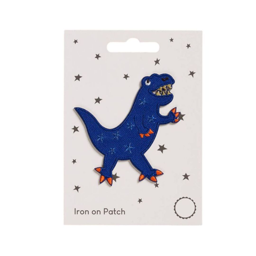Aufnäher zum Aufbügeln 'Blauer Dino'