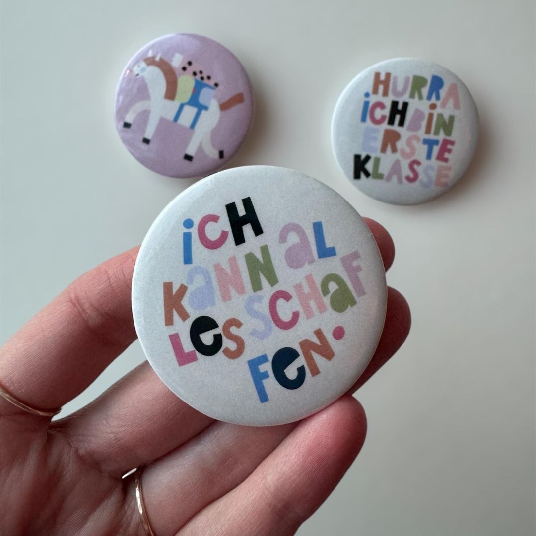 Großer Button 5cm Schulanfang 'Ich kann alles schaffen'