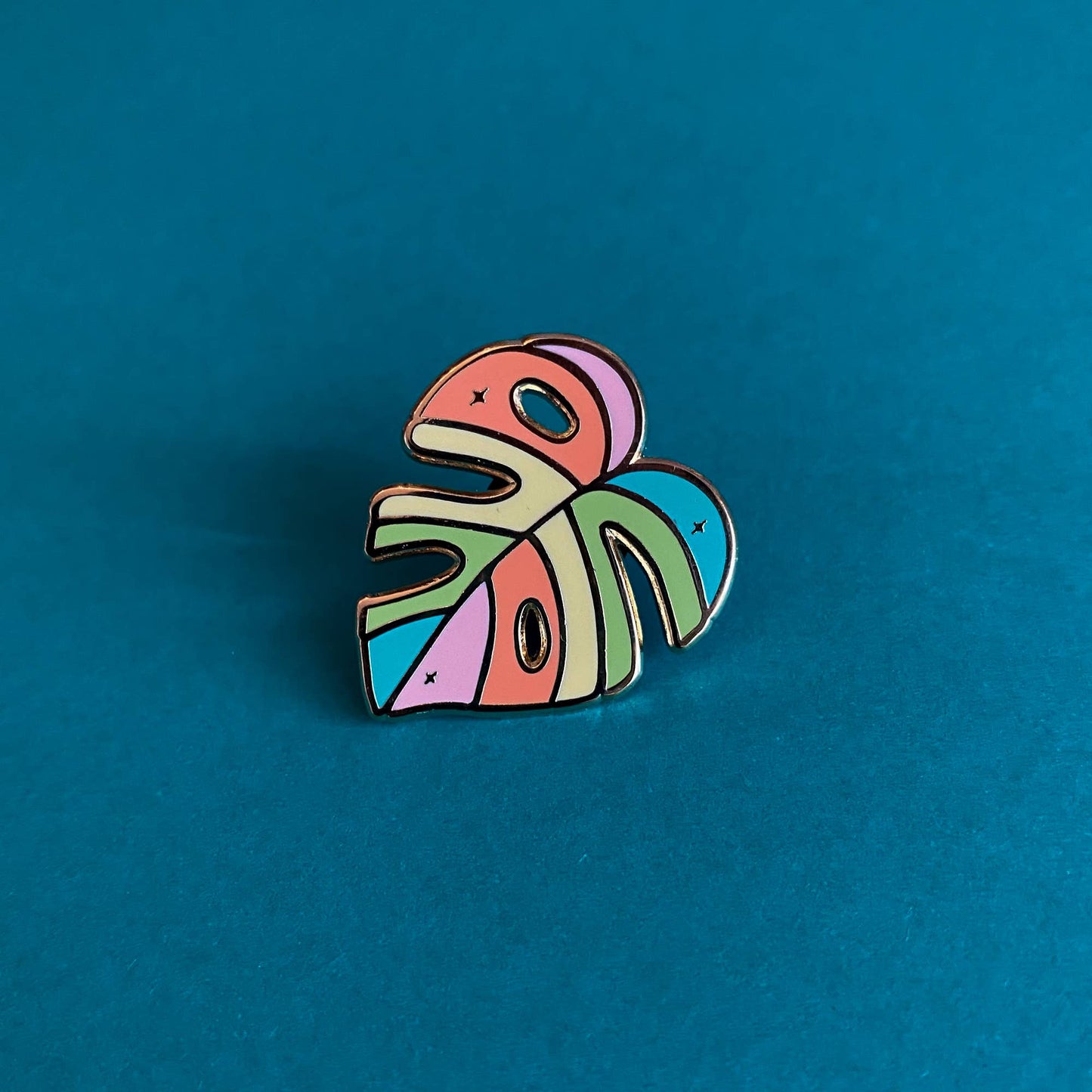 Anstecknadel mit Regenbogenmotiv Monstera