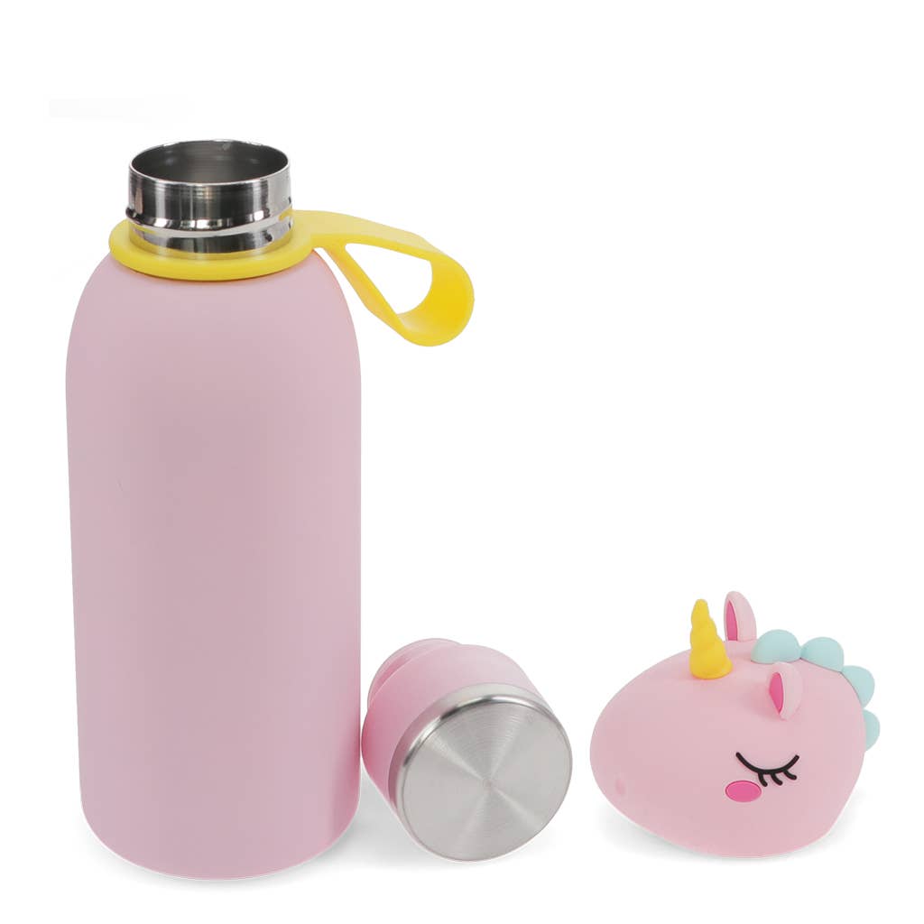Kinder-Trinkflasche mit Tierkopf 350 ml – Einhorn