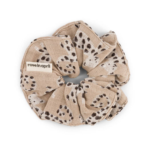Mini Haargummi sandfarben mit Leopardenmuster