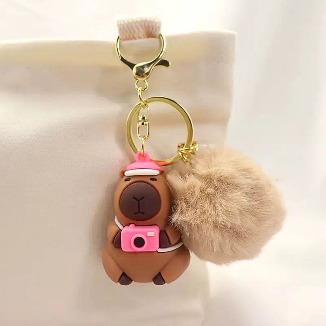 Kawaii Schlüsselanhänger 'Capybara Pompon'