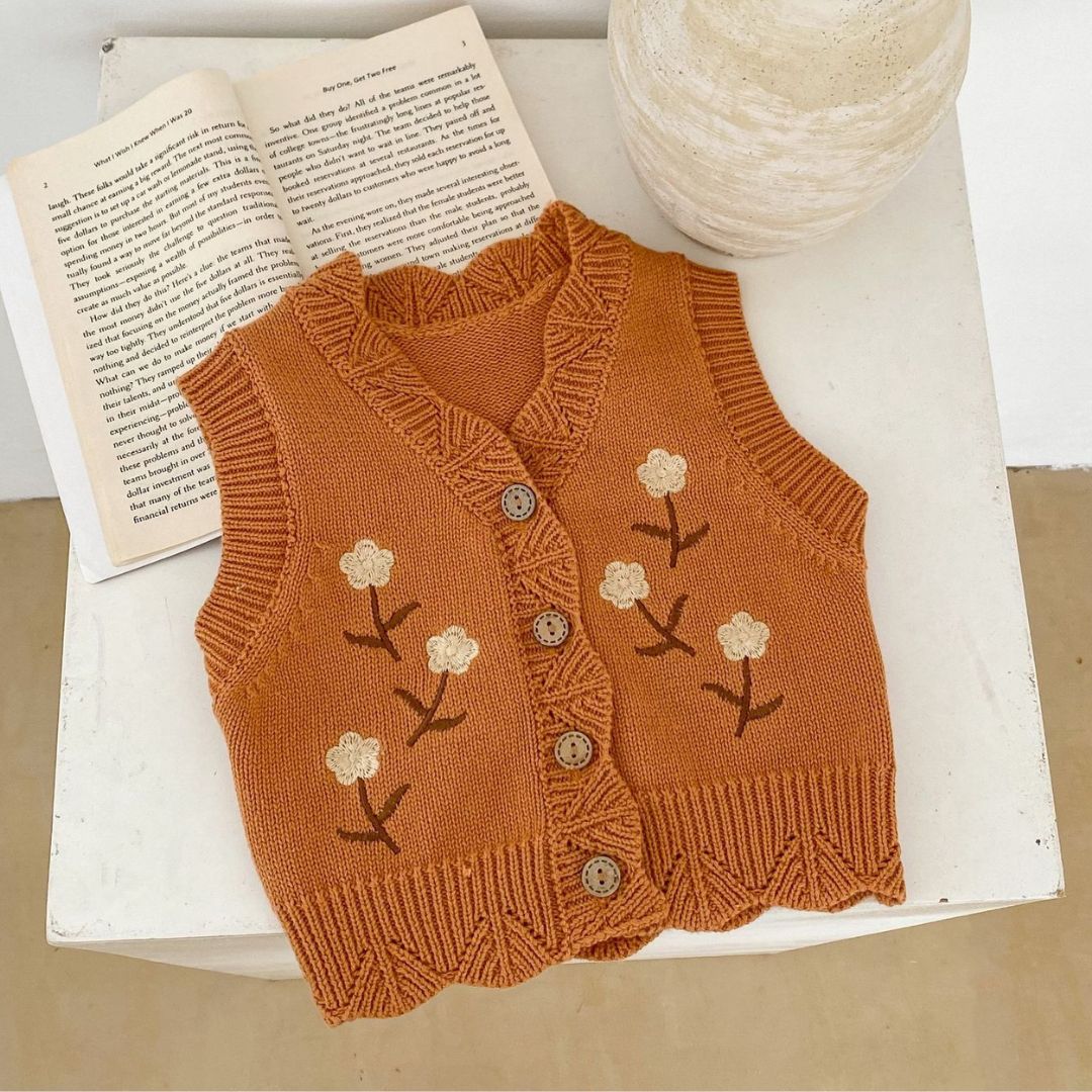 Baby Cardigan mit floraler Stickerei